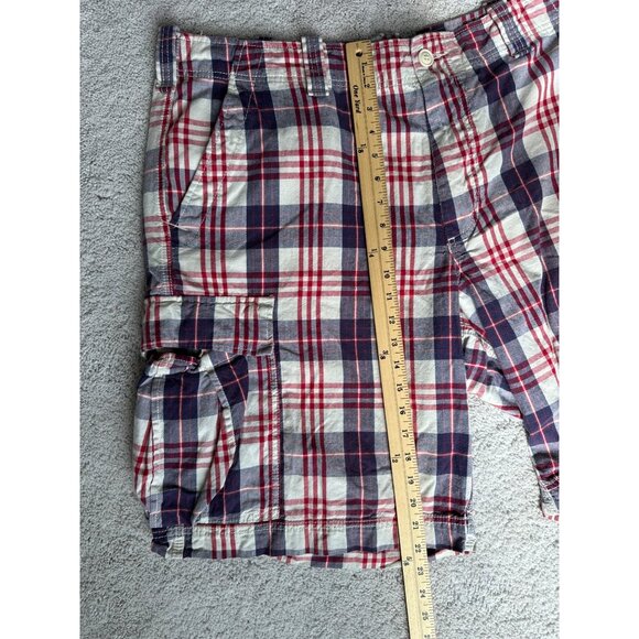 Vtg Polo Jeans Company Ralph Lauren Red White Blue Sz 40 Plaid Cargo Short - Picture 3 of 10